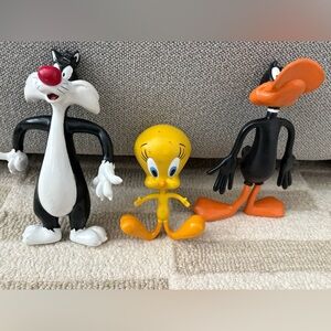 Vtg Looney Tunes 1995 Rubber Tall Tweety  Daffy Sylvester Cat 7-9” inche